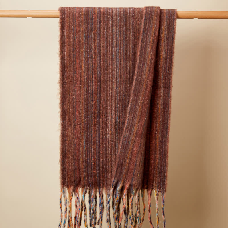 Unisex Bohemian Striped Multicoloured Fringe Scarf