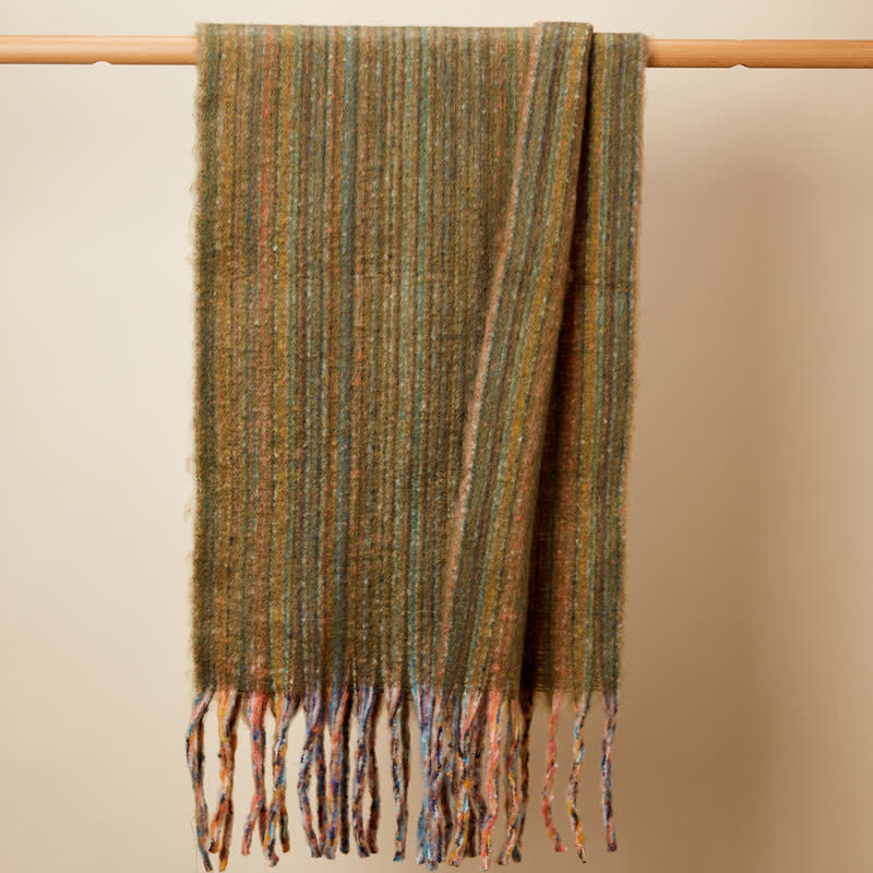 Unisex Bohemian Striped Multicoloured Fringe Scarf