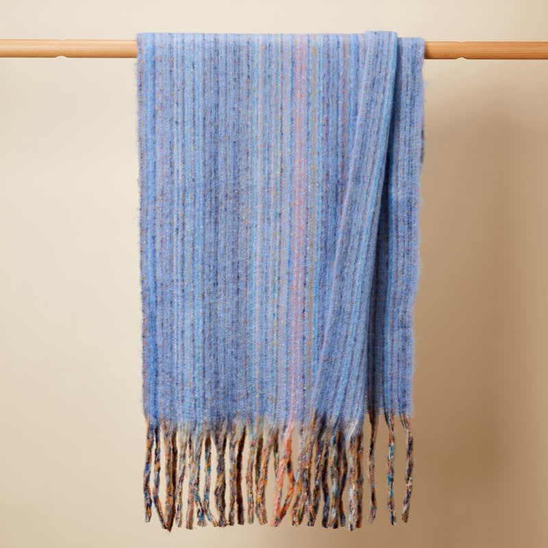 Unisex Bohemian Striped Multicoloured Fringe Scarf