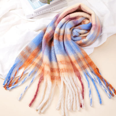 Unisex Classic Tassel Plaid Warm Scarf