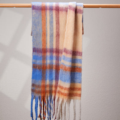 Unisex Classic Tassel Plaid Warm Scarf