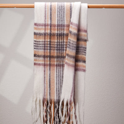 Unisex Classic Tassel Plaid Warm Scarf