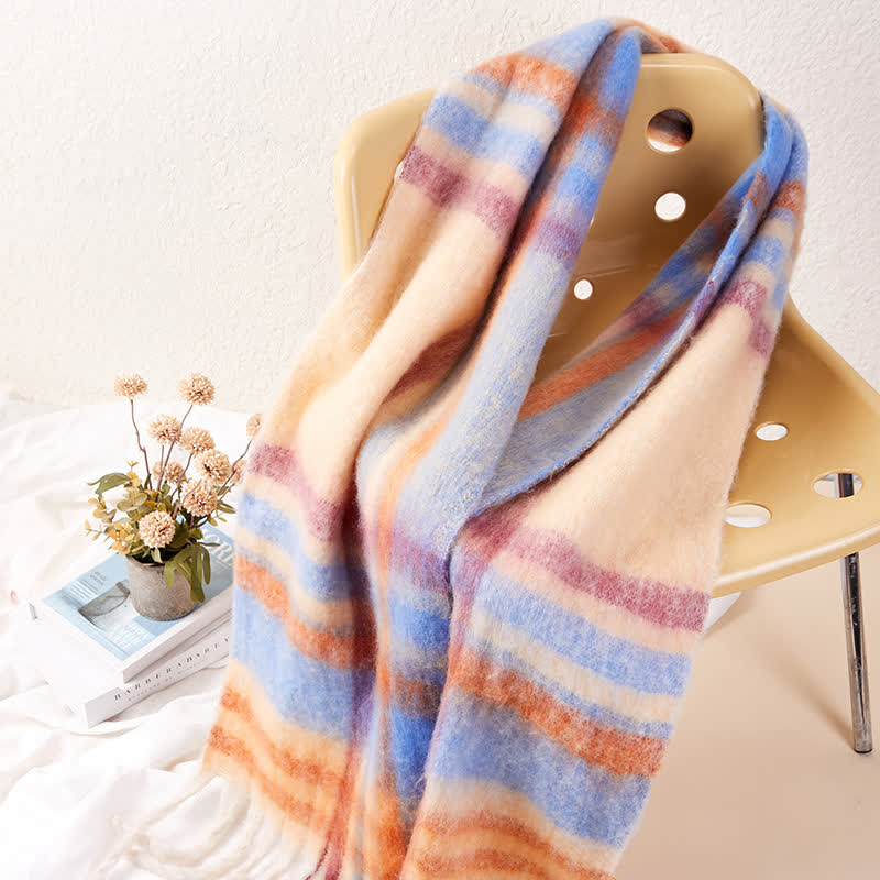 Unisex Classic Tassel Plaid Warm Scarf