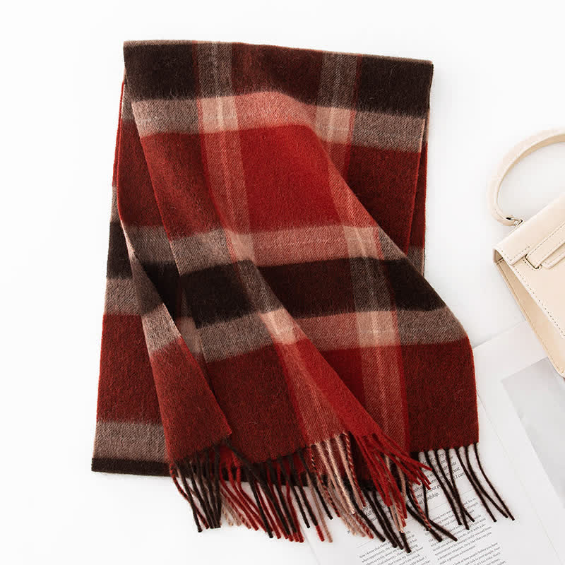 Unisex Color Blocking Plaid Cashmere Scarf