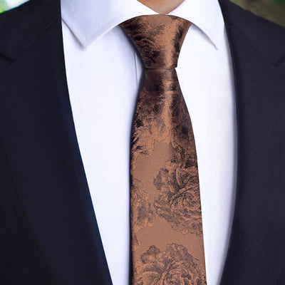 3Pcs Men's Vintage Bronze Flower BowTie Necktie Set