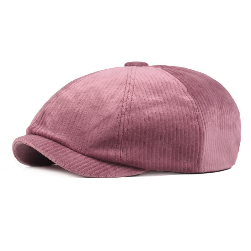 Corduroy Stripe Short Visor Beret Hat