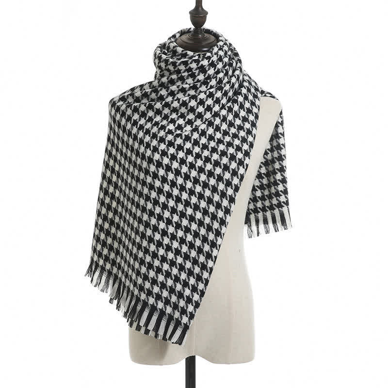 Unisex Classic Houndstooth Imitation Cashmere Scarf