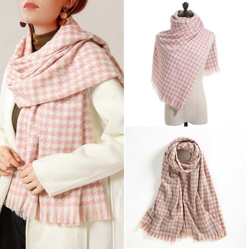 Unisex Classic Houndstooth Imitation Cashmere Scarf