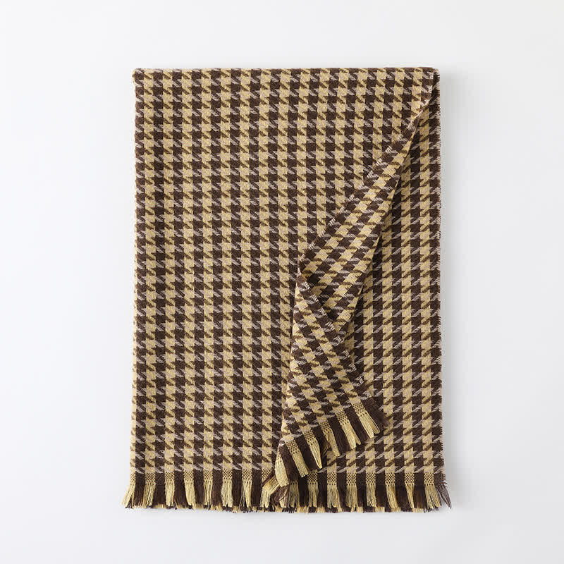 Unisex Classic Houndstooth Imitation Cashmere Scarf