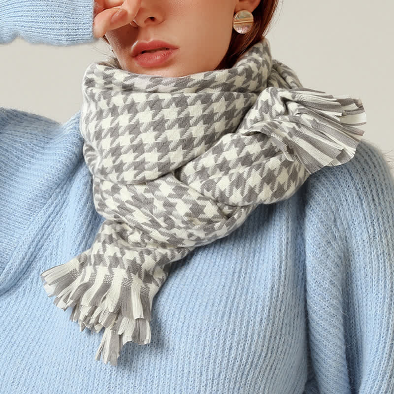 Unisex Classic Houndstooth Imitation Cashmere Scarf