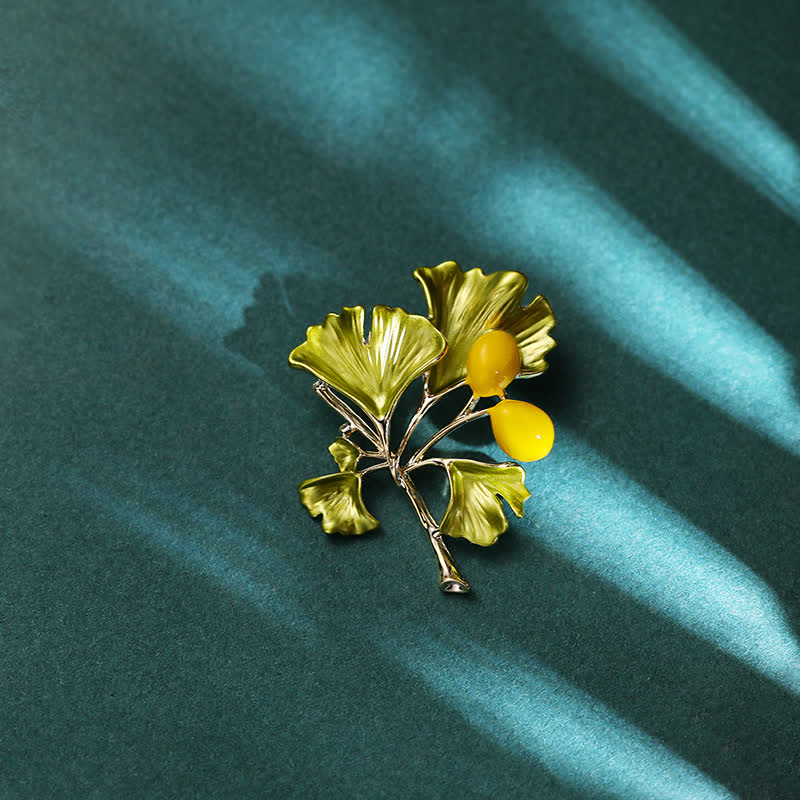 Women's Elegance Yellow Ginkgo Leaf Brooch