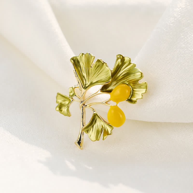 Women's Elegance Yellow Ginkgo Leaf Brooch