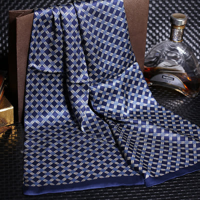 Men's Luxury Crepe Satin Long Pure Silk Scarf