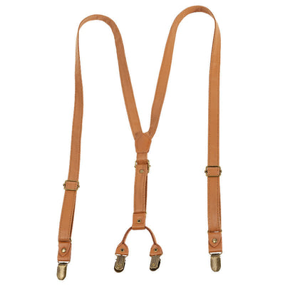 Light Brown Vintage Adjustable Leather Suspenders