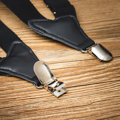 Black X-Back Holster Type Elastic Suspenders