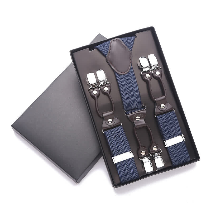 Solid Color 6-Clips Adjustable Suspenders