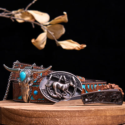 Practical DIY Hidden Knife Buckle Turquoise Longhorn Bull Pendant Bundle Set (Pre-Sale)