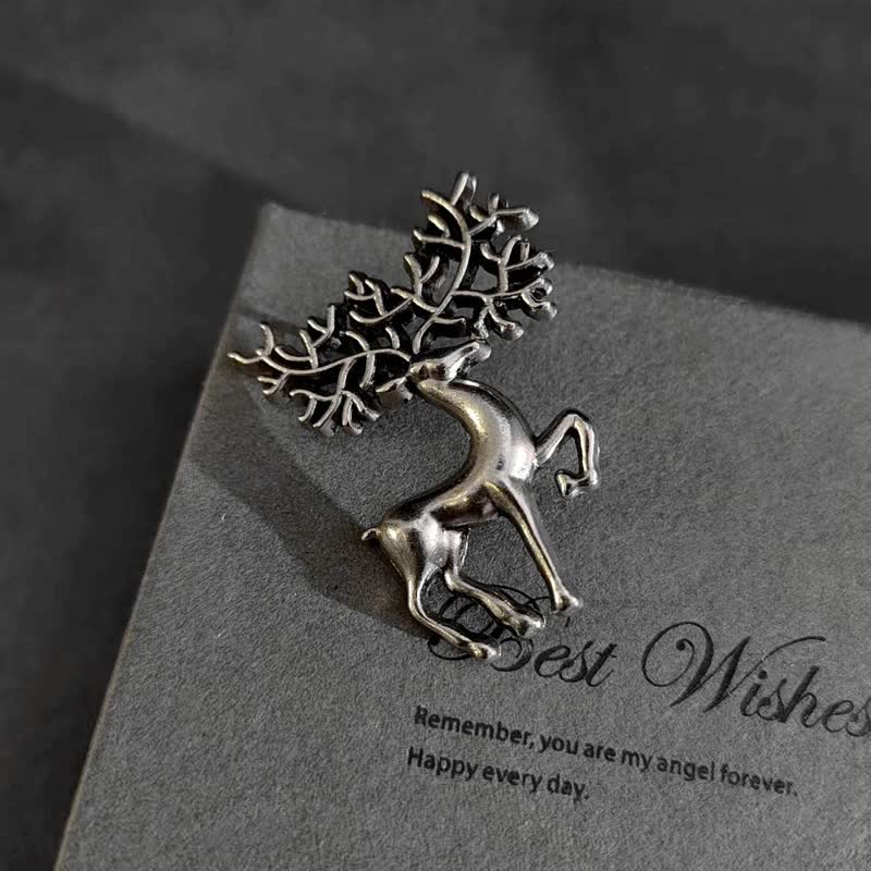 Men's Christmas Elk Silver Deer Suit Accessory Brooch