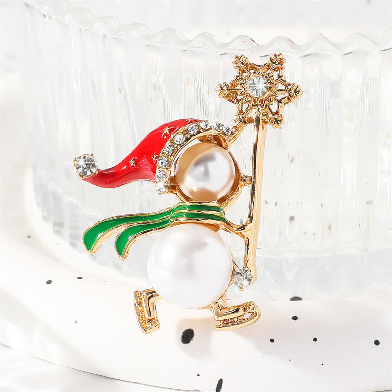 Women's Cute Snowman Red Santa's Hat Christmas Brooch