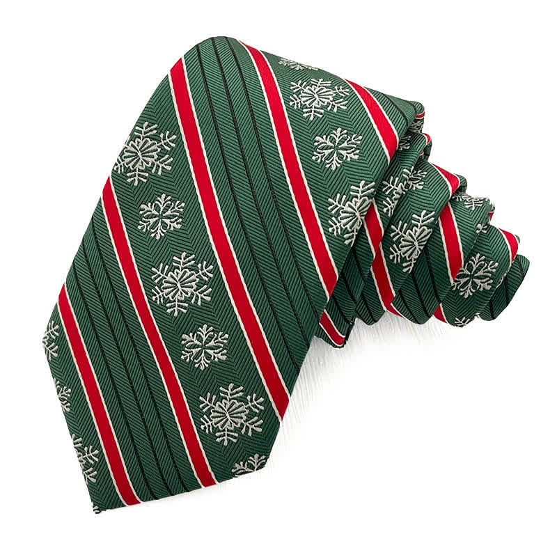 Men's Christmas Snowflake Striped Plaid Necktie