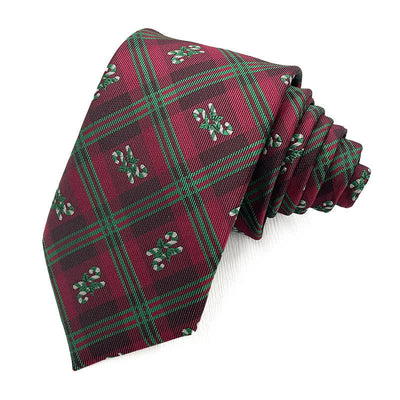 Men's Christmas Snowflake Striped Plaid Necktie