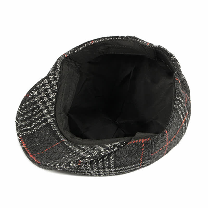 Casual Classic Plaid Octagon Cap Beret Hat