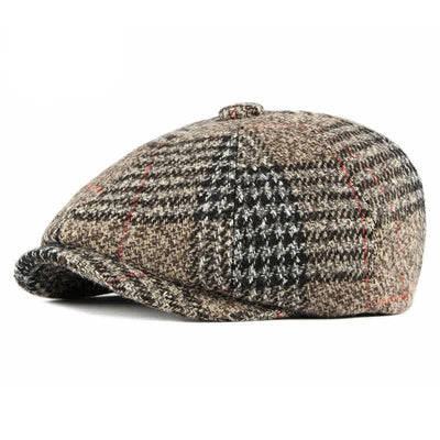 Casual Classic Plaid Octagon Cap Beret Hat