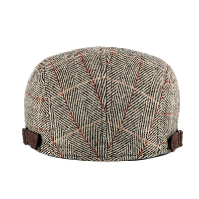 Vintage Herringbone Gatsby Flat Cotton Beret Hat