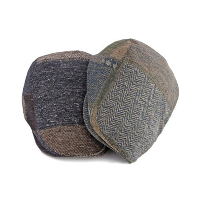 Patchwork Stitching Herringbone Tweed Beret Hat