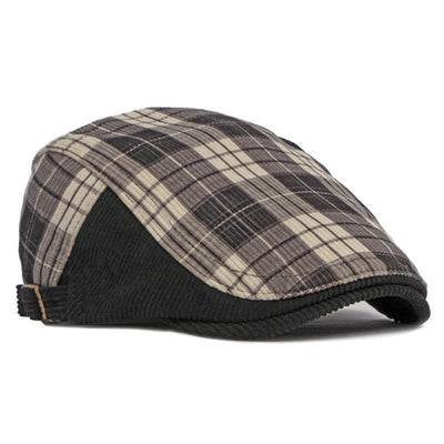 Plaid Corduroy Cotton Duckbill Visor Beret Hat