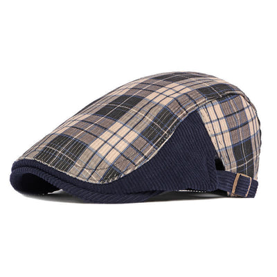 Plaid Corduroy Cotton Duckbill Visor Beret Hat