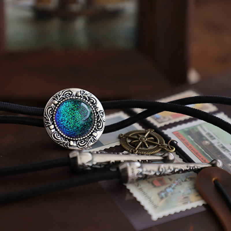 Mermaid Tears Retro Blue-Green Pendant Bolo Tie