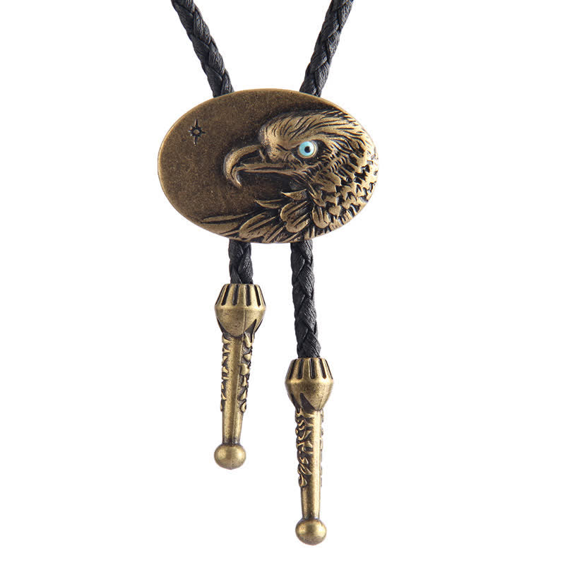 Western Style Oval Eagle Relief Pendant Bolo Tie