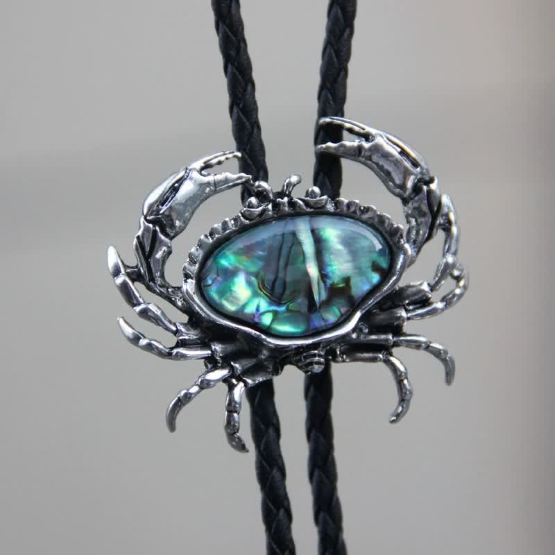 Crab Abalone Shell Removable Pendant Bolo Tie