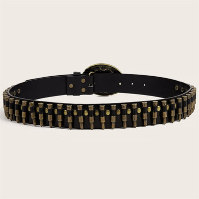 3d Gun Printed Pattern Buckle Bullets Rivets Leather Belt