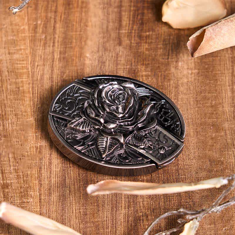 Rose Theme DIY Hidden Knife Belt Buckle Turquoise Bull Pendant Bundle Set