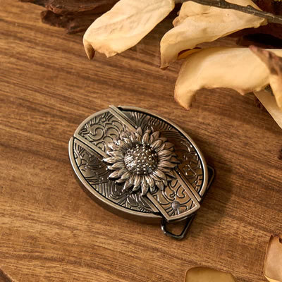 Sunflower Theme DIY Hidden Knife Belt Buckle Turquoise Bull Pendant Bundle Set (Pre-Sale)