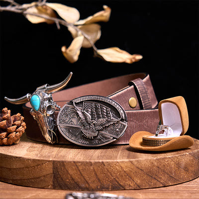 DIY Hidden Knife Belt Buckle Turquoise Bull Pendant Knife Ring Bundle Set (Pre-Sale)