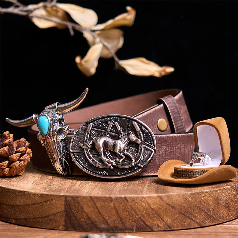 DIY Hidden Knife Belt Buckle Turquoise Bull Pendant Knife Ring Bundle Set (Pre-Sale)