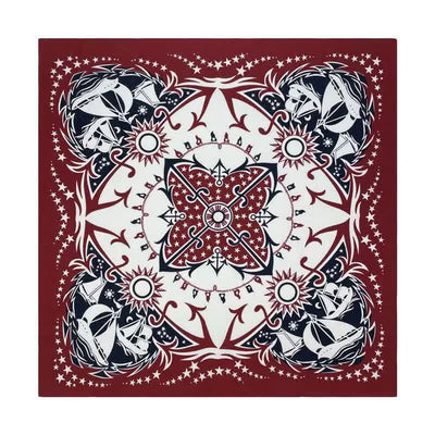 Western Sail Pattern Retro Motorcycle Square Scarf