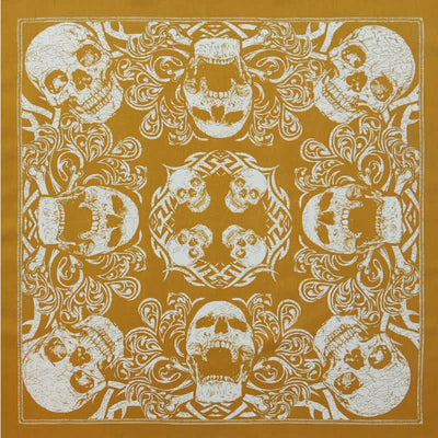 Yellow & White Pirate Skeleton Skull Print Square Scarf