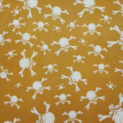 Yellow & White Pirate Skeleton Skull Print Square Scarf