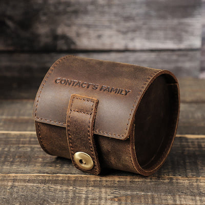 Custom Name Watch Roll Travel Leather Watch Case