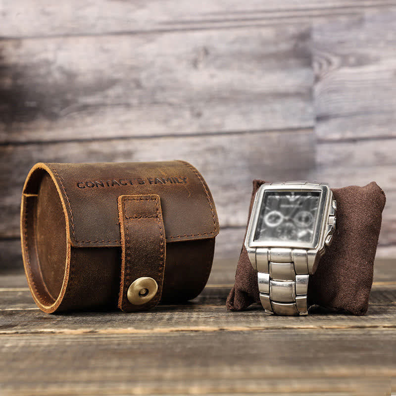 Custom Name Watch Roll Travel Leather Watch Case