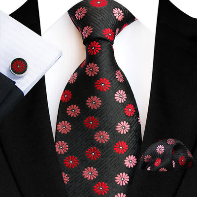 3Pcs Men's Little Daisy Floral Necktie Set