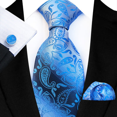 3Pcs Men's Fancy Gradient Ramp Paisley Necktie Set