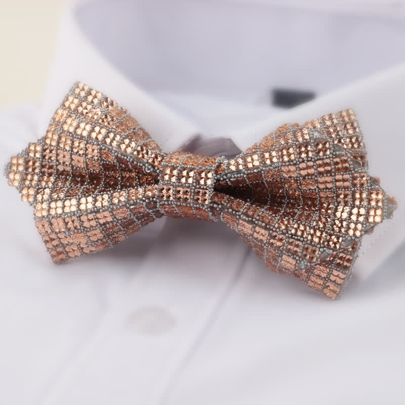 Men's Double Layered Pointed Square Rhinestone Bow Tie