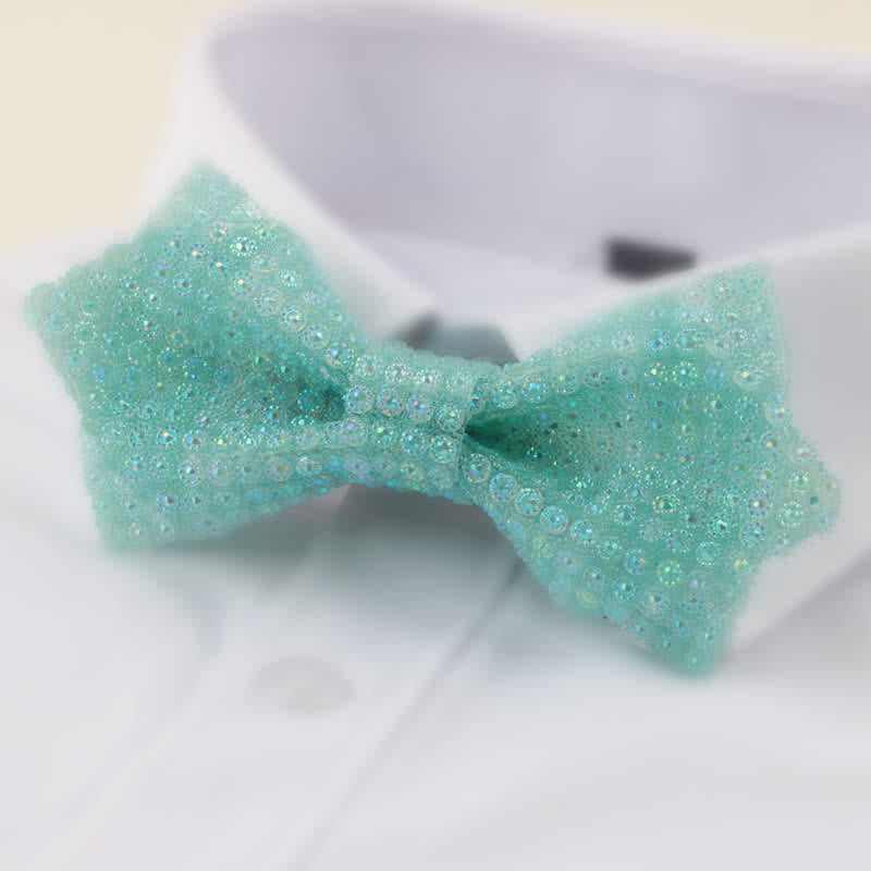 Men's Round Shape Double Layered Pointed Rhinestone Bow Tie