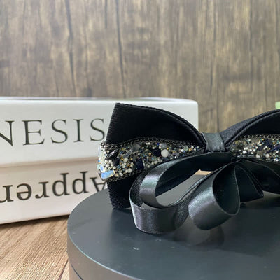 Men's Black Base Sparkling Stones Rhinestone Bow Tie