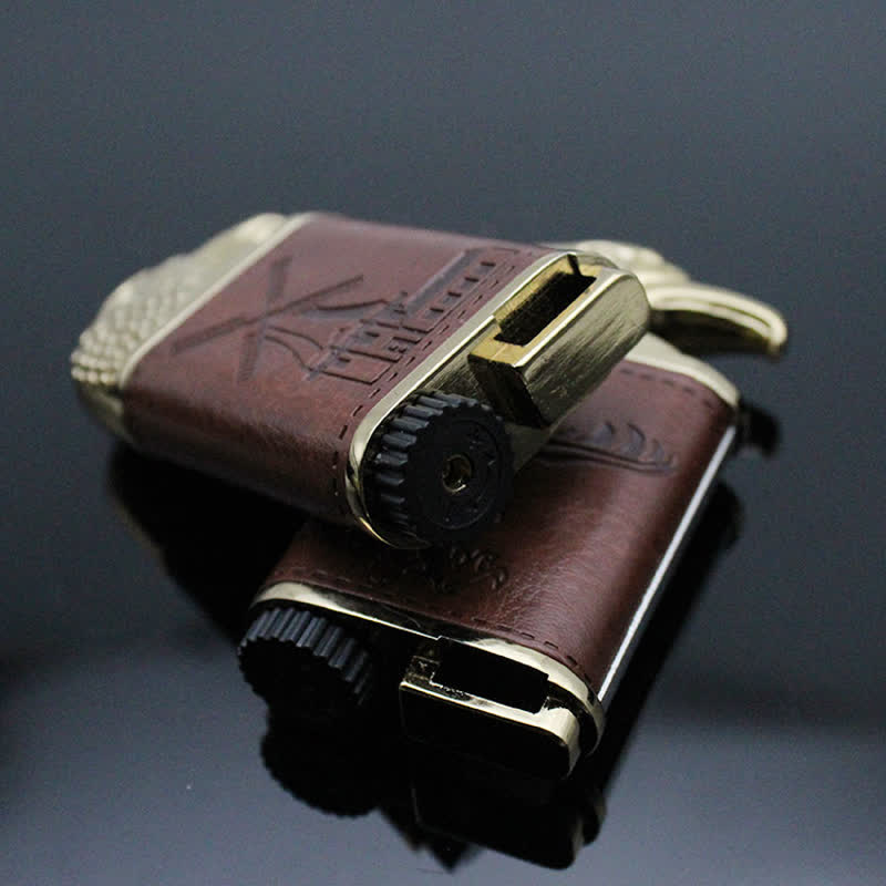 Eagle Head Leather Refillable Butane Lighter